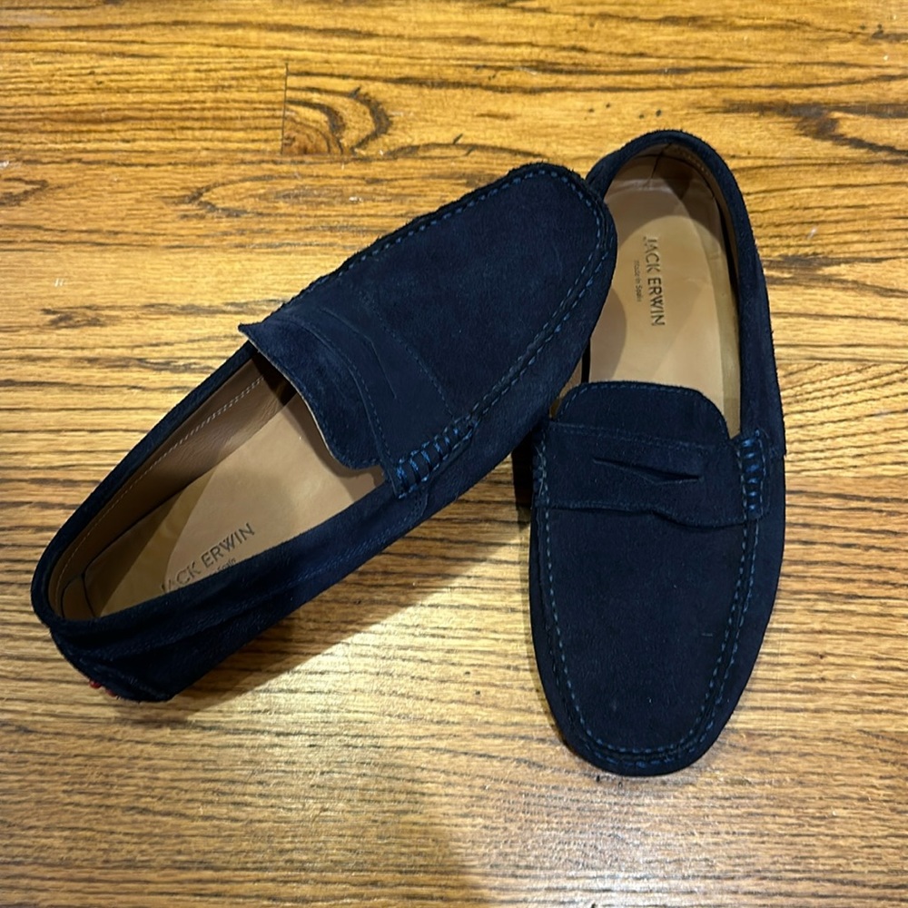 Jack Erwin Men's Dark Blue Suede Loafers